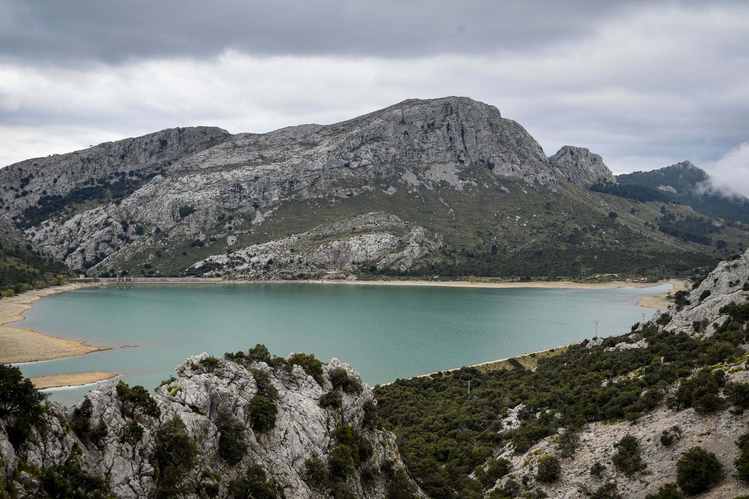 The Gorg Blau reservoir beneath the peaks of the Serra de Tramuntana